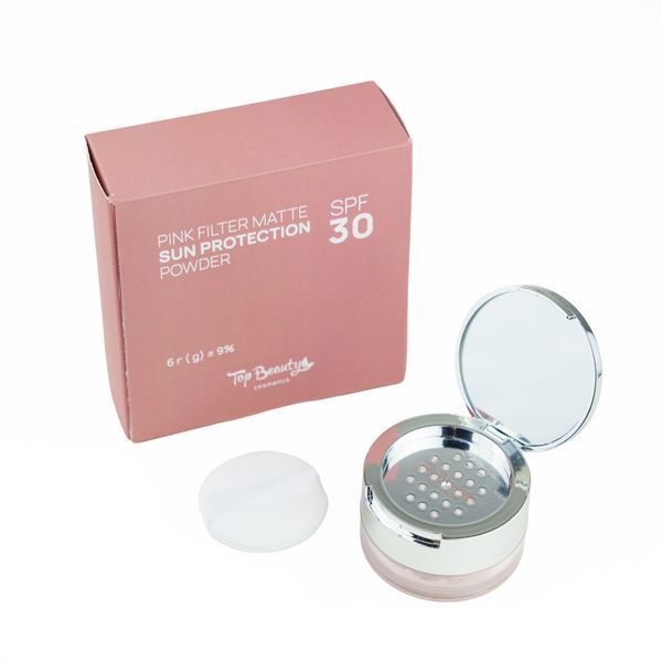 Матуюча рожева сонцезахисна пудра Top Beauty Pink Filter Matte SPF 30 (6г)