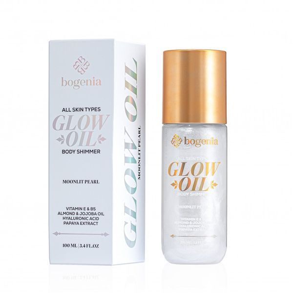 BG462 Олія-шимер для тіла Glow Oil Body Shimmer Bogenia, 001 Moonlit Pearl